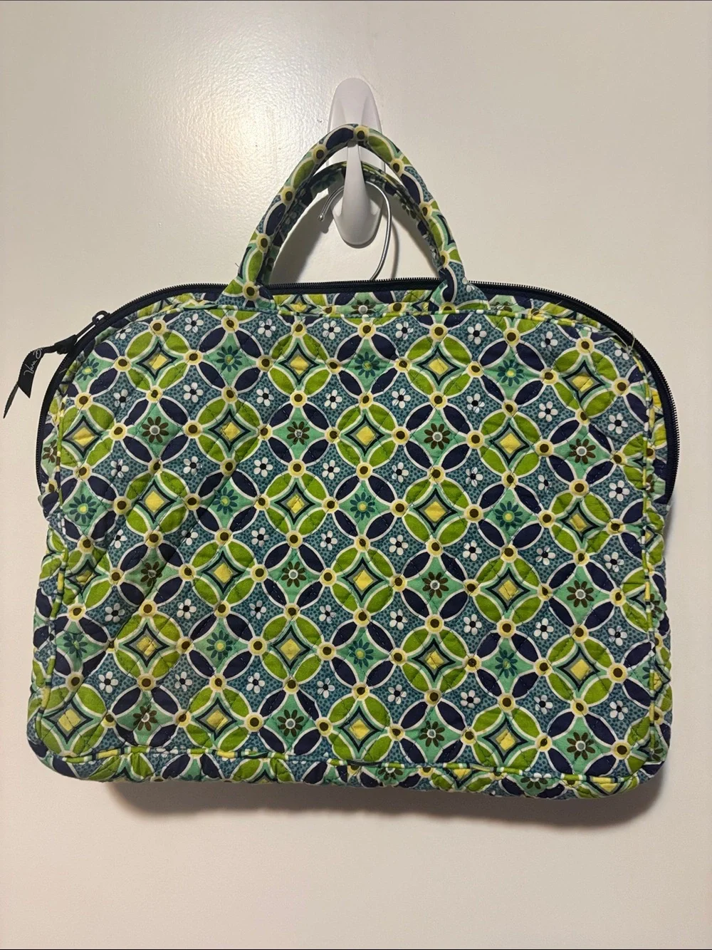 Vera Bradley Quilted Floral Tote Bag in Navy & Green